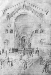 La presentación de la Virgen en el Templo, del Álbum de dibujos de Jacopo Bellini